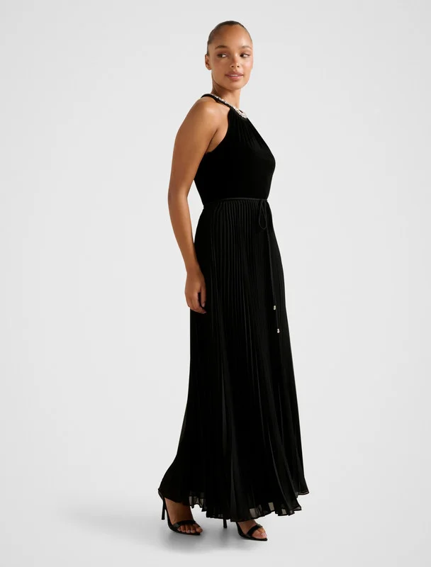 forever new  GWEN Halterneck Pleated Midi Dress for Women | Best Price UAE